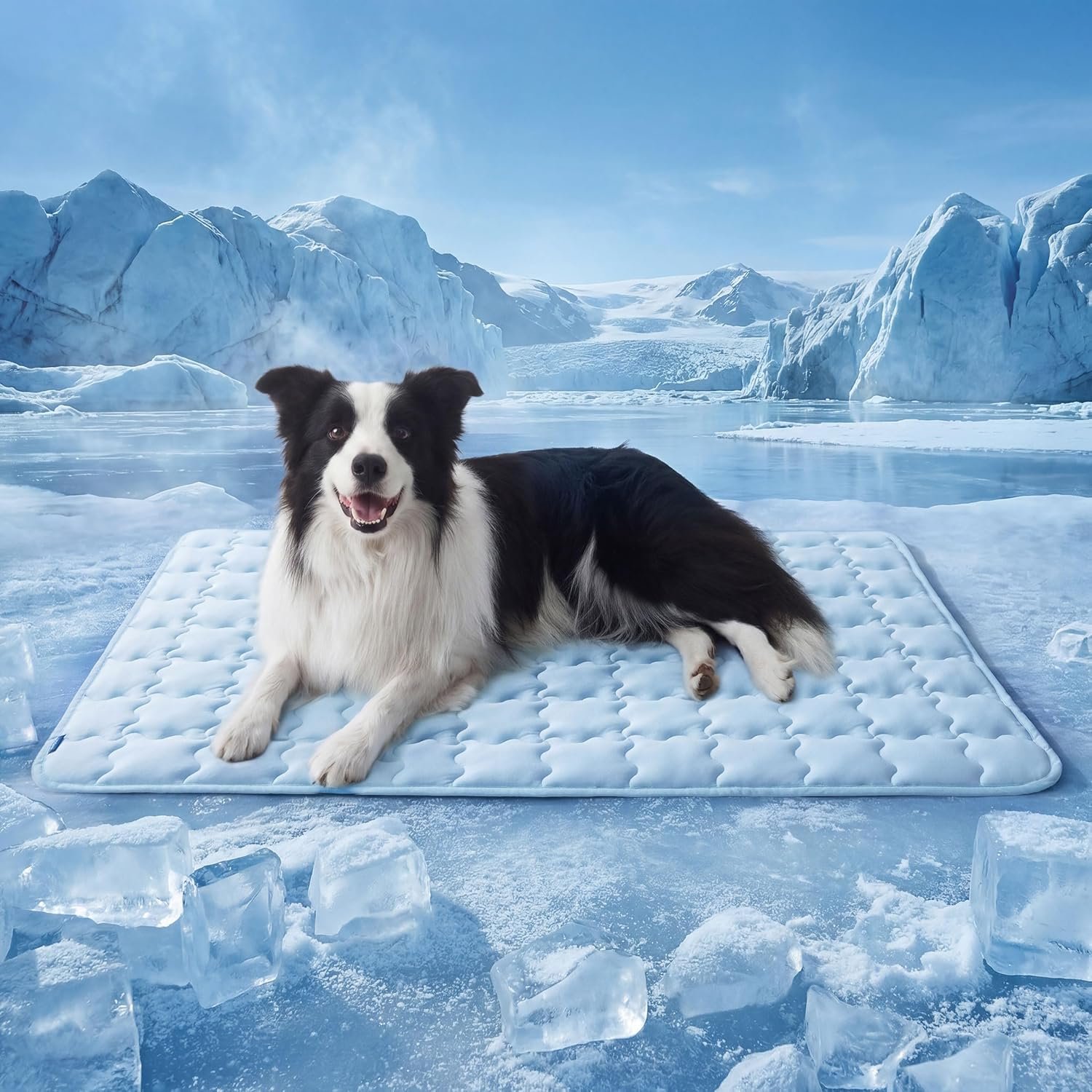 Bedsure Cooling Dog Mat Extra Large, Q-Max>0.5 XL Thin Breathable Cold Crate Pad for Pet, Portable Washable Kennel Bed for Summer Active Dog with Chill Soothing Fabric to Rapid Cooling, 41×28, Blue