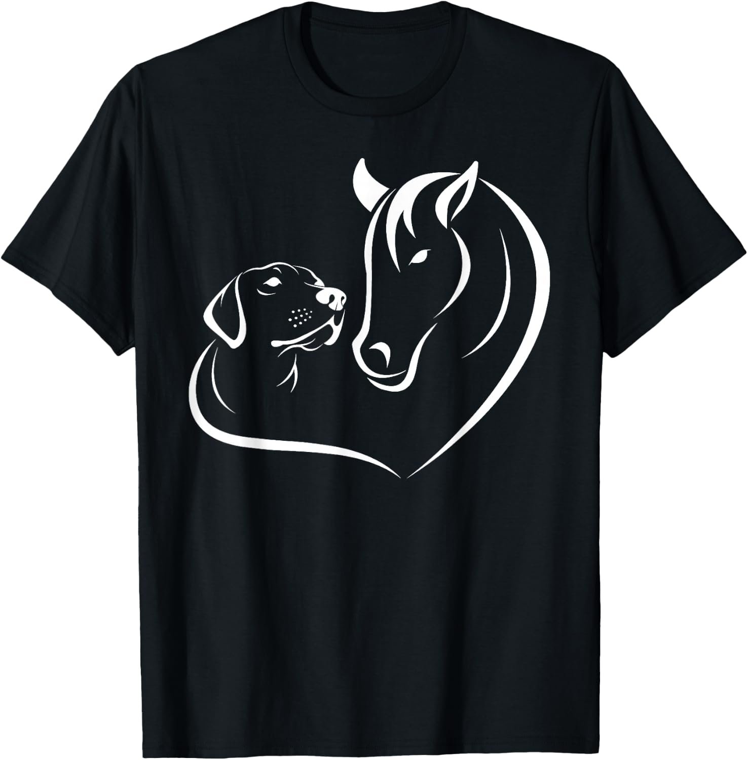 Horse and Dog Women and Men Motif Horse Dog Lover T-Shirt T-Shirt