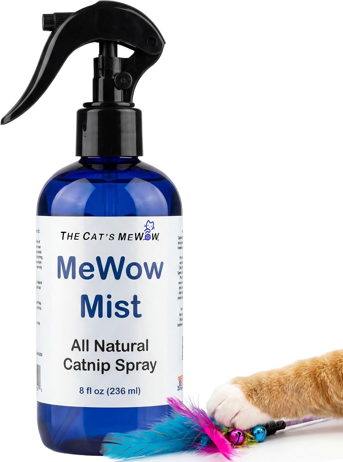 The Cat’s MeWow – MeWow Mist – All Natural Extremely Potent Catnip Spray for Toys, Teasers, Kickers, Beds, Towers, Scratchers, and More. 8 fl oz Made in America